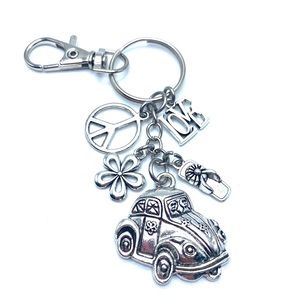 Hippie Keychain Purse Charm Peace Sign Flower Flip Flop charms